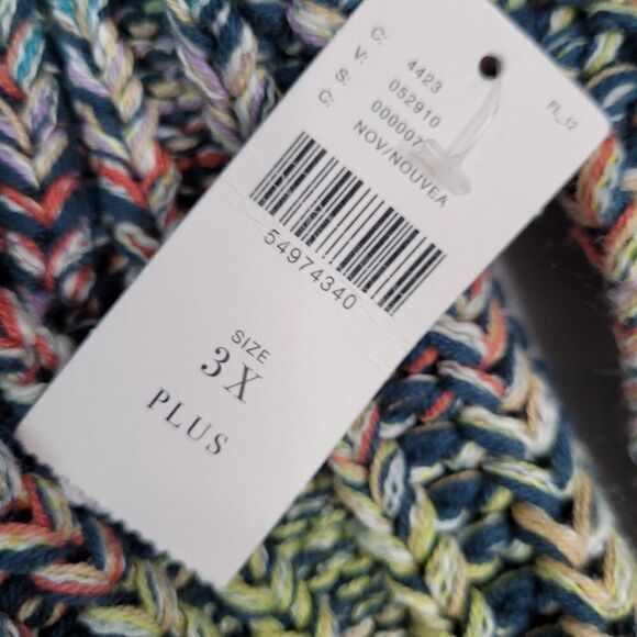 NEW 3X ANTHROPOLOGIE rainbow weave vneck cotton blend oversized sweater NWT - Picture 5 of 16